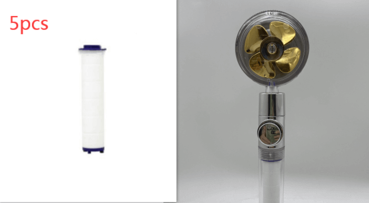 Water Saving Shower Head with 360-Degree Rotation - Pressurized, Built-in Turbofan, Detachable