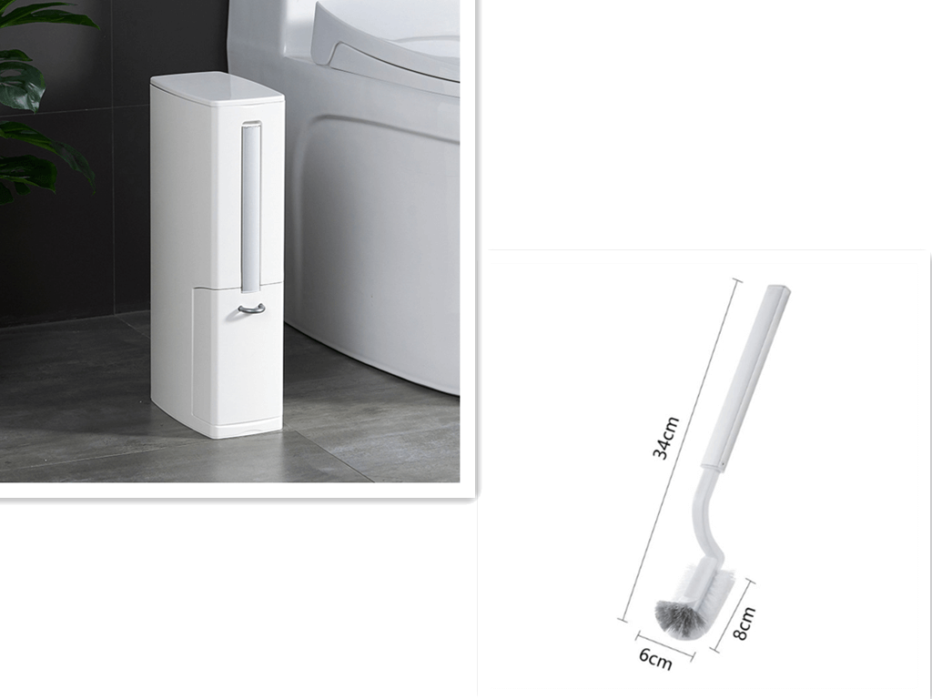 White creative toilet brush trash cans garbage bag set with integrated tissue box