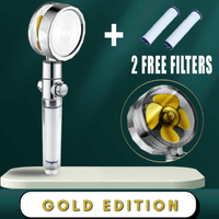 Water Saving Shower Head with 360-Degree Rotation - Pressurized, Built-in Turbofan, Detachable