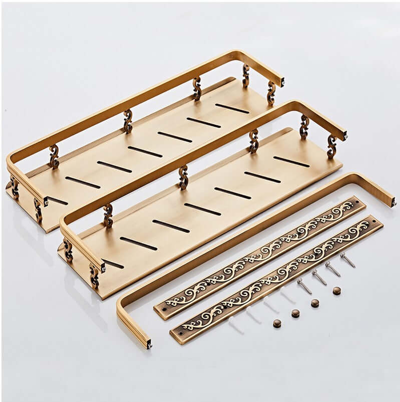 Space-saving shower shelf organizer with pole for shampoo, conditioner, body wash, soap, and more