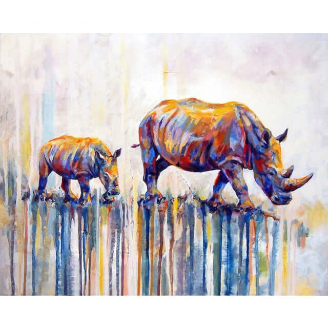 Oil Painting By Numbers Animal On Canvas With Frame