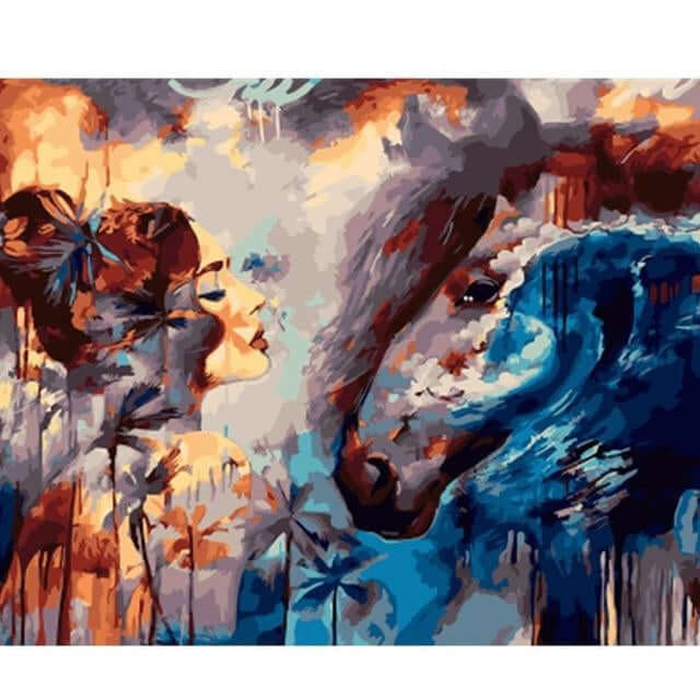 Oil Painting By Numbers Animal On Canvas With Frame