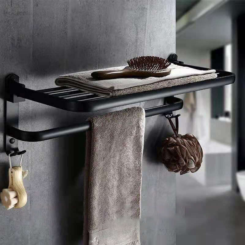Double-Layer Folding Towel Rack: Sleek Organization for Your Bathroom