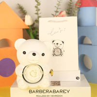 Ewige Liebe: Ewiger Rosenbär mit drehbarer Schmuckschatulle