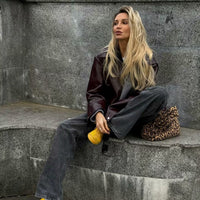 Solid Lapel Zipper Jacket