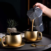 Golden coffee cup set