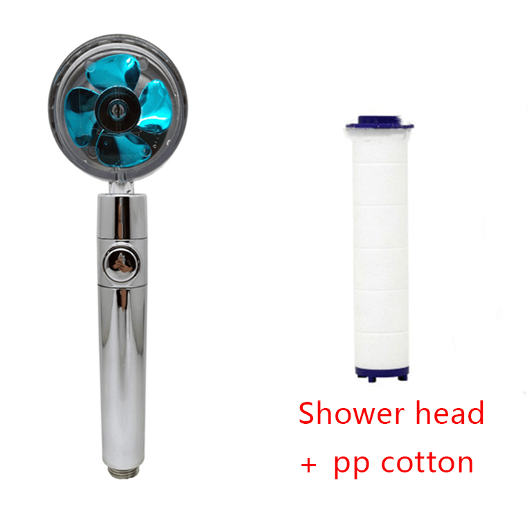 Water Saving Shower Head with 360-Degree Rotation - Pressurized, Built-in Turbofan, Detachable