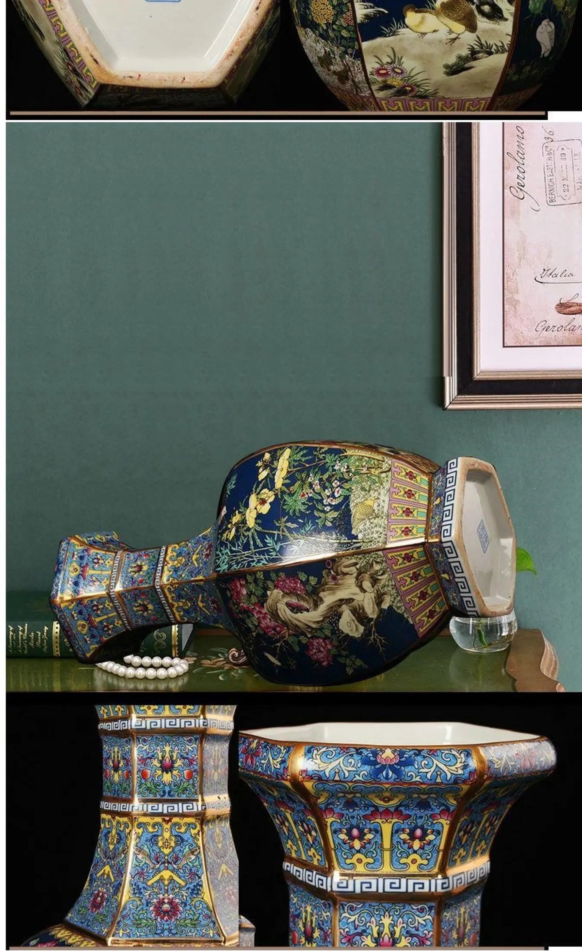 24CM Ceramic Vase Antique Collection Living Room Decoration Enamel Porcelain Home Furnishing Ornaments Housewarming Gift