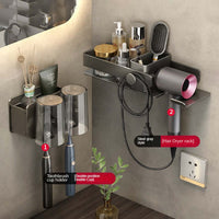 Sleek and functional hair dryer rack with storage rack and storage tube