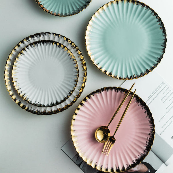 Nordic Creative Ceramic Chrysanthemum Plate Set