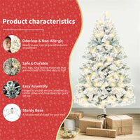 Christmas Tree PVC Artificial Snow with Sturdy Metal Base, Easy Assembly, Safe and Durable, Odorless, Non-Allergic for Indoor Outdoor Use
