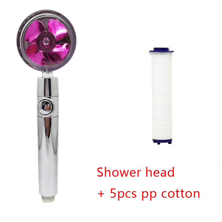 Water Saving Shower Head with 360-Degree Rotation - Pressurized, Built-in Turbofan, Detachable