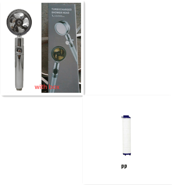 Water Saving Shower Head with 360-Degree Rotation - Pressurized, Built-in Turbofan, Detachable