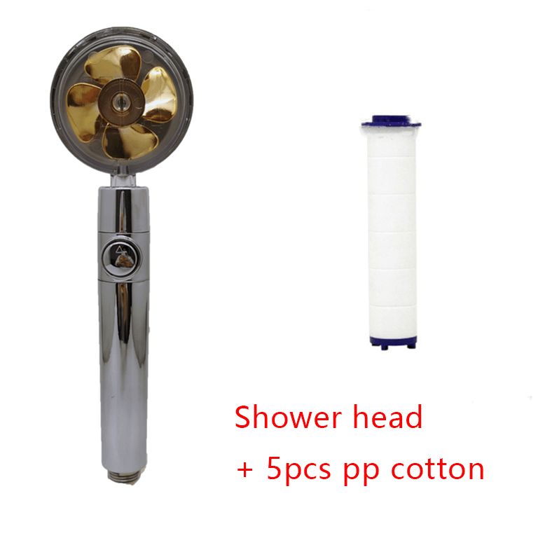 Water Saving Shower Head with 360-Degree Rotation - Pressurized, Built-in Turbofan, Detachable