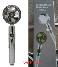 Water Saving Shower Head with 360-Degree Rotation - Pressurized, Built-in Turbofan, Detachable