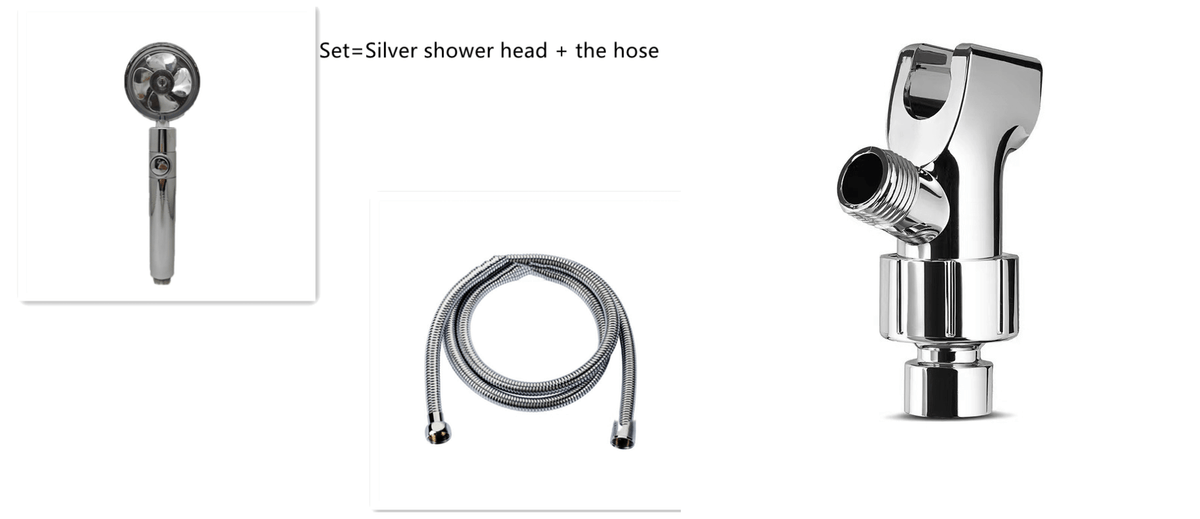 Water Saving Shower Head with 360-Degree Rotation - Pressurized, Built-in Turbofan, Detachable