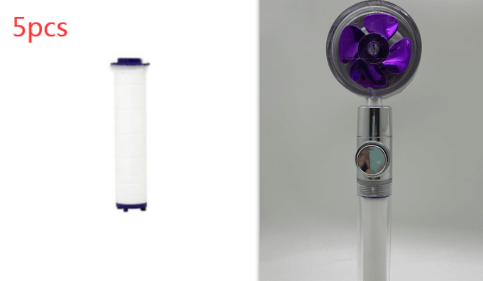 Water Saving Shower Head with 360-Degree Rotation - Pressurized, Built-in Turbofan, Detachable