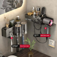 Sleek and functional hair dryer rack with storage rack and storage tube