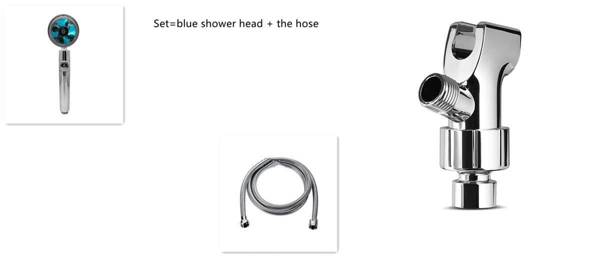 Water Saving Shower Head with 360-Degree Rotation - Pressurized, Built-in Turbofan, Detachable