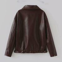 Solid Lapel Zipper Jacket