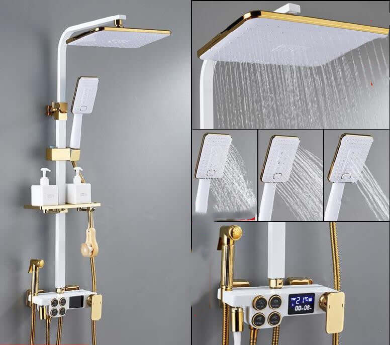 Handheld shower head with lift feature upgrades your shower experience. 