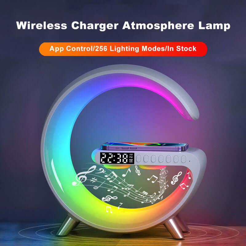 Lampe LED intelligente, haut-parleur Bluetooth, chargeur sans fil