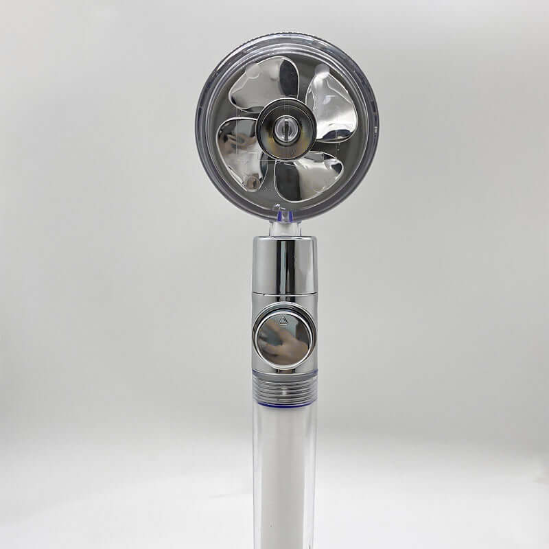 Water Saving Shower Head with 360-Degree Rotation - Pressurized, Built-in Turbofan, Detachable