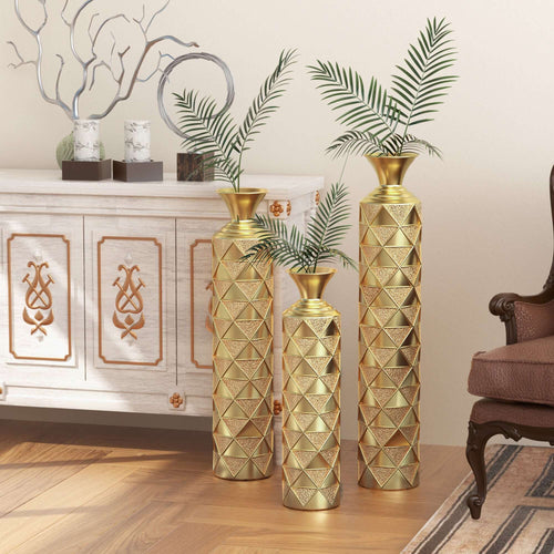 High pressure metal center vase Gold