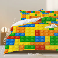 3pcs Funny Dot Building Blocks Comforter Set Colorful Bricks Thin Bedding Duvet Game Summer Quilt Set Twin Full Size