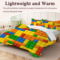 3pcs Funny Dot Building Blocks Comforter Set Colorful Bricks Thin Bedding Duvet Game Summer Quilt Set Twin Full Size