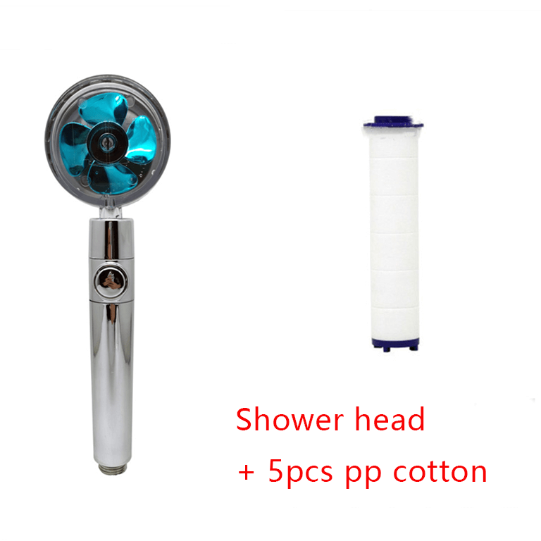 Water Saving Shower Head with 360-Degree Rotation - Pressurized, Built-in Turbofan, Detachable