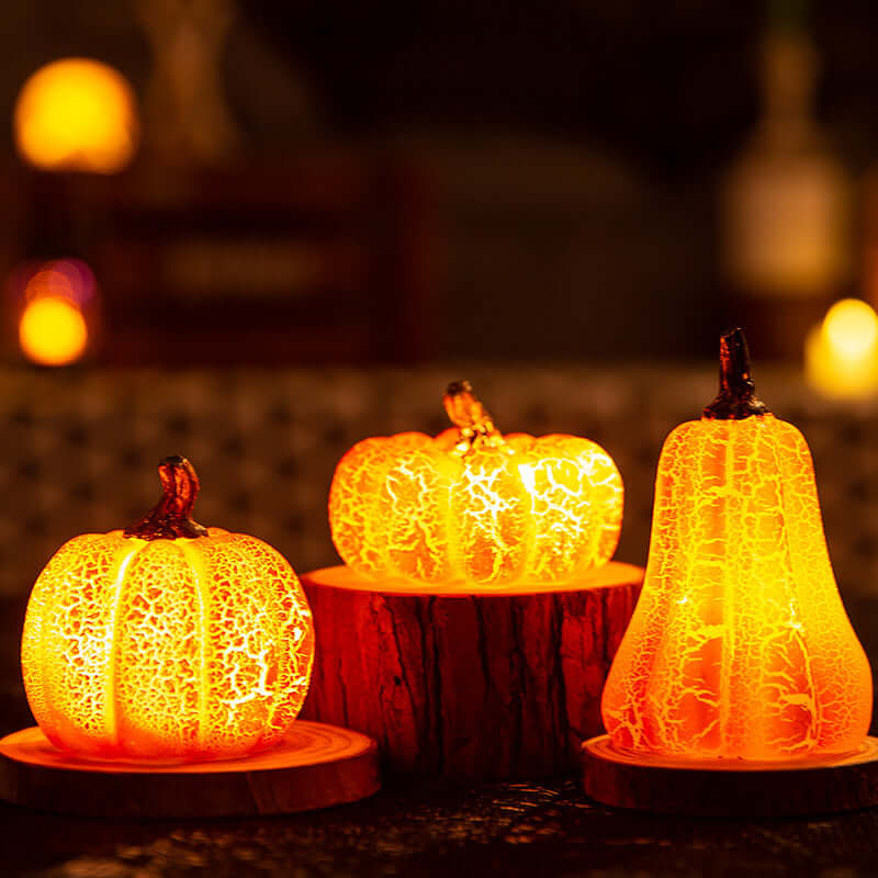 Flickering LED Pumpkin Lantern - Hauntingly Realistic Halloween Glow
