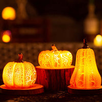 Flickering LED Pumpkin Lantern - Hauntingly Realistic Halloween Glow