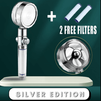 Water Saving Shower Head with 360-Degree Rotation - Pressurized, Built-in Turbofan, Detachable