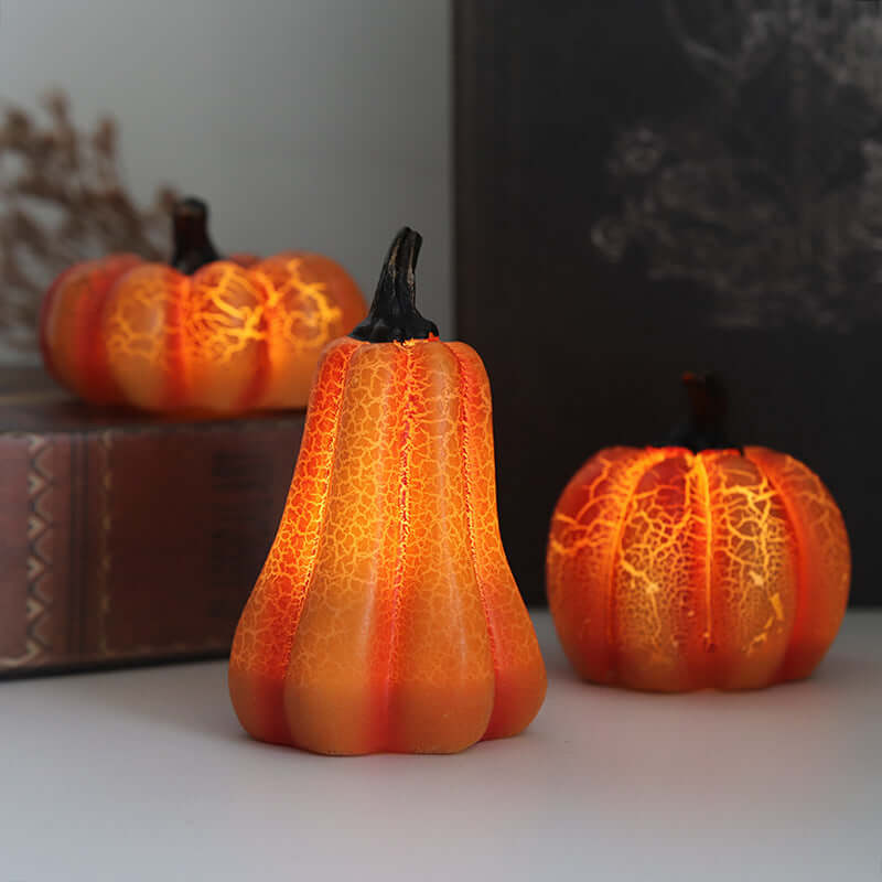 Flickering LED Pumpkin Lantern - Hauntingly Realistic Halloween Glow