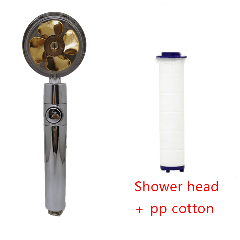 Water Saving Shower Head with 360-Degree Rotation - Pressurized, Built-in Turbofan, Detachable