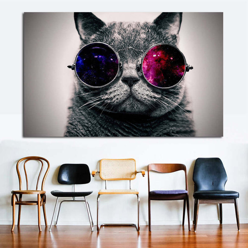 Home Decoration Inkjet Painting Single-frame Cat With Sunglasses