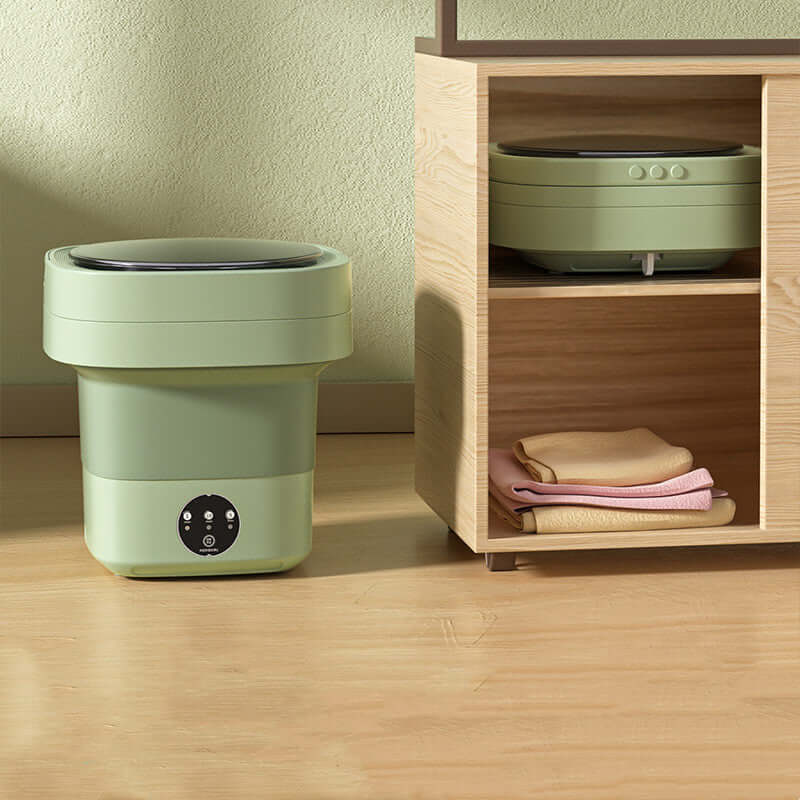 Portable folding mini washing machine with 5kg capacity and powerful decontamination, perfect for small spaces in the USA.