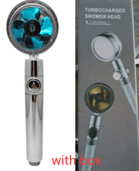 Water Saving Shower Head with 360-Degree Rotation - Pressurized, Built-in Turbofan, Detachable