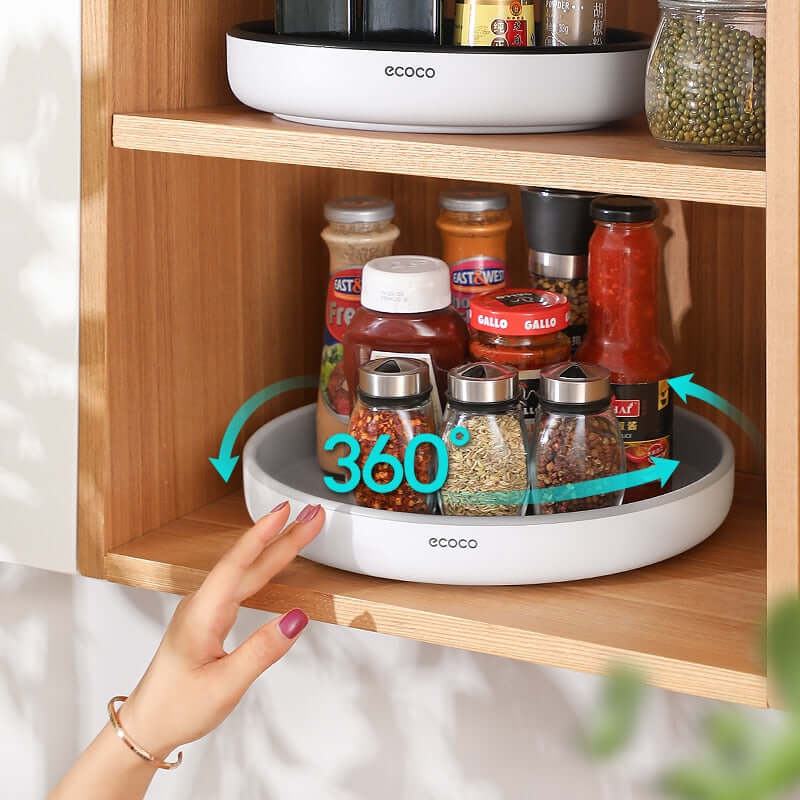 360° Kitchen Spin: Non-Slip Spice & Pantry Organizer (Rotating Shelf)