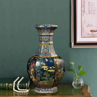 24CM Ceramic Vase Antique Collection Living Room Decoration Enamel Porcelain Home Furnishing Ornaments Housewarming Gift