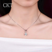 Luxus PT950 Platin 1CT zertifizierte Moissanit-Halskette mit Sonnenblumen-Diamant-Anhänger für Frauen, Versprechen, Hochzeitsschmuck