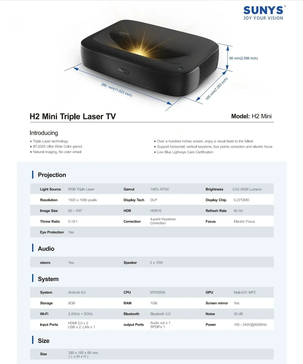 Ultra Short Throw 4k Laser Projector Mini 1080P Rechargeable Built In Battery Smart Home TV Daylight Portable Cinema
