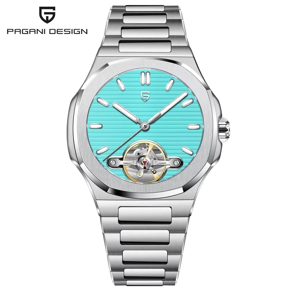 PAGANI DESIGN Tourbillon Men's Watches Rose Gold Luxury Automatic Watch For Men Mechanical Wristwatches AR Sapphire Mirror Clock