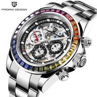 PAGANI Design Men Automatic Mechanical Watch Rainbow Rainbow Circle Skeleton Dial Stainless Steel Sapphire Sports Watches