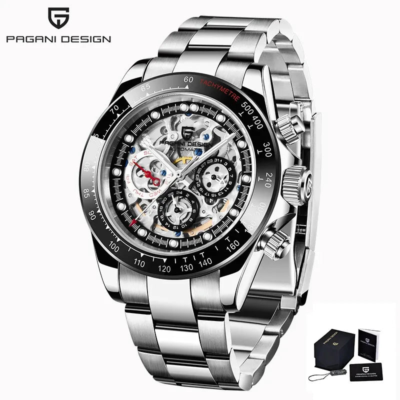 PAGANI Design Men Automatic Mechanical Watch Rainbow Rainbow Circle Skeleton Dial Stainless Steel Sapphire Sports Watches
