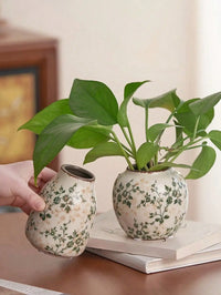 Ice Crackle Ceramic Vase Handmade Vase Bohemian Art Home Decoration Suitable Fresh/Dry Flower Display For Living Rooms Offices