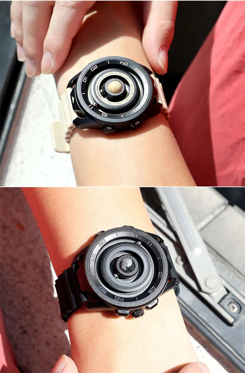 DANIEL GORMAN Red Planet Design Quartz Watch for Men Waterproof Luminous Sport Wristwatch with Magnetic Bead Pointers DG0525Red