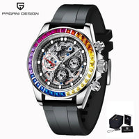 PAGANI Design Men Automatic Mechanical Watch Rainbow Rainbow Circle Skeleton Dial Stainless Steel Sapphire Sports Watches