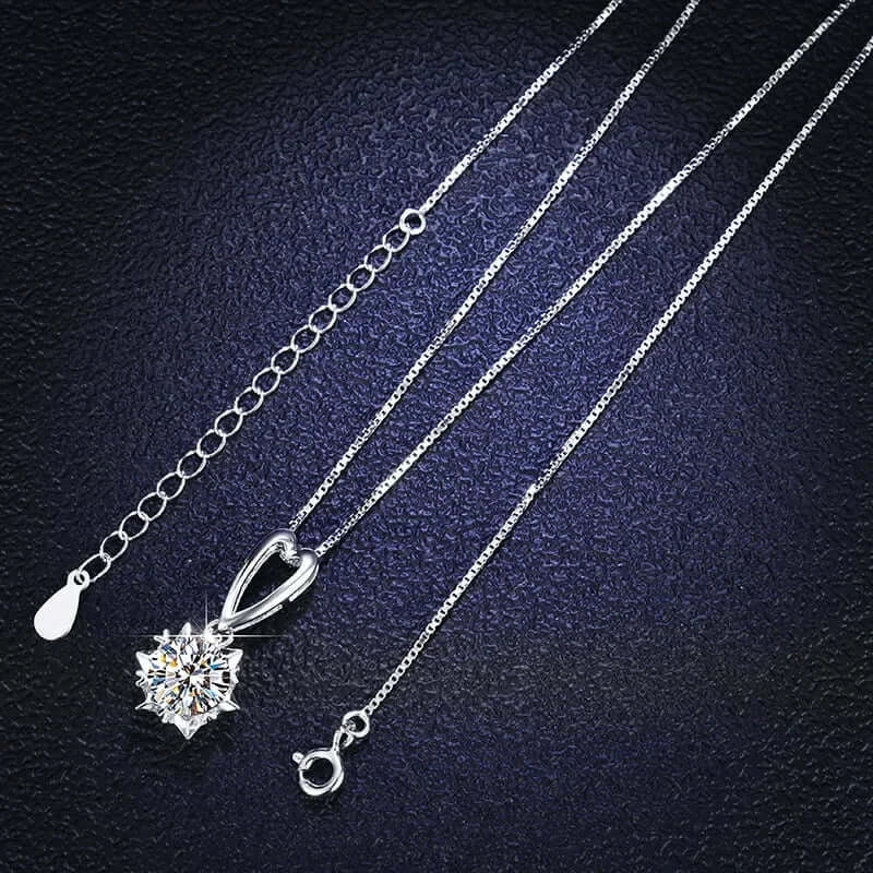 Luxus PT950 Platin 1CT zertifizierte Moissanit-Halskette mit Sonnenblumen-Diamant-Anhänger für Frauen, Versprechen, Hochzeitsschmuck